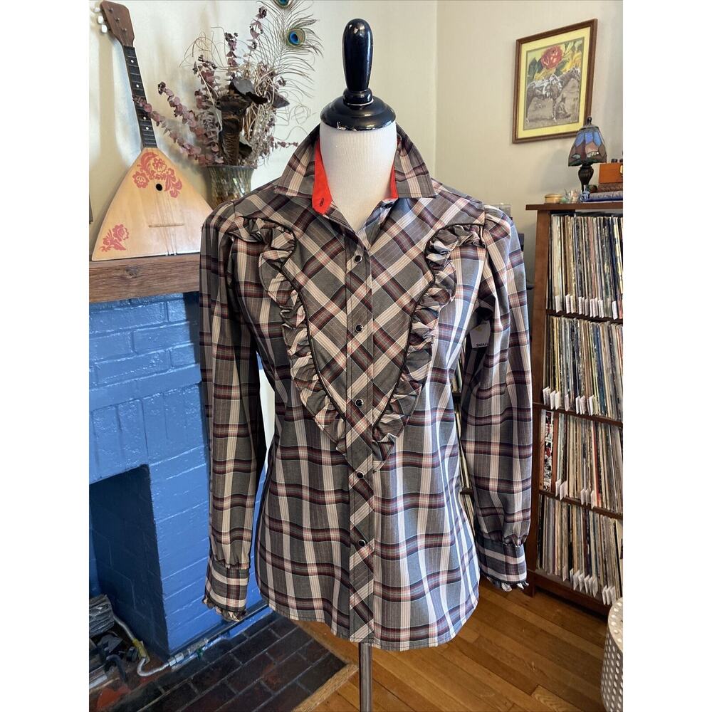 Plaid Ruffle Women's Blouse - Picture 4 of 14